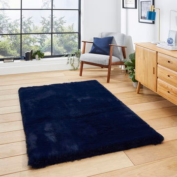 Navy Blue Extra Super Soft Shaggy Luxury Floor Rug 8cm Long Pile